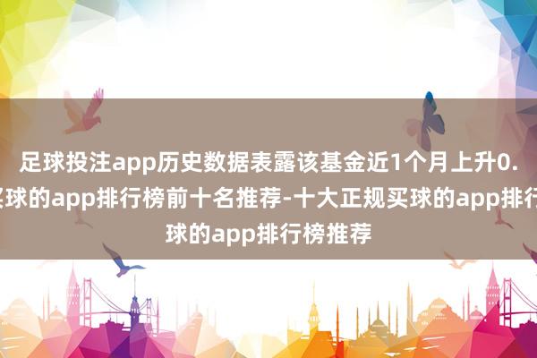 足球投注app历史数据表露该基金近1个月上升0.13%-买球的app排行榜前十名推荐-十大正规买球的app排行榜推荐