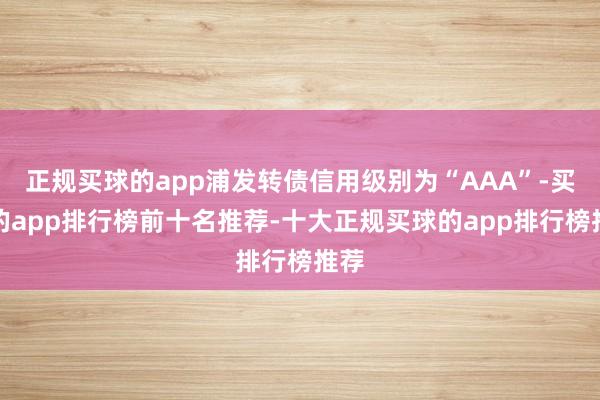 正规买球的app浦发转债信用级别为“AAA”-买球的app排行榜前十名推荐-十大正规买球的app排行榜推荐