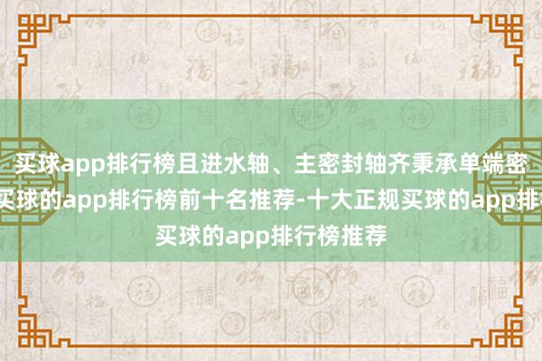 买球app排行榜且进水轴、主密封轴齐秉承单端密封结构-买球的app排行榜前十名推荐-十大正规买球的app排行榜推荐