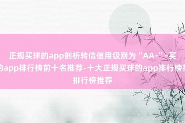 正规买球的app剖析转债信用级别为“AA-”-买球的app排行榜前十名推荐-十大正规买球的app排行榜推荐