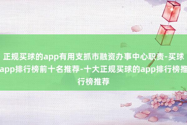 正规买球的app有用支抓市融资办事中心职责-买球的app排行榜前十名推荐-十大正规买球的app排行榜推荐