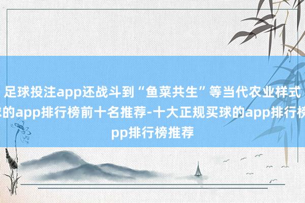 足球投注app还战斗到“鱼菜共生”等当代农业样式-买球的app排行榜前十名推荐-十大正规买球的app排行榜推荐
